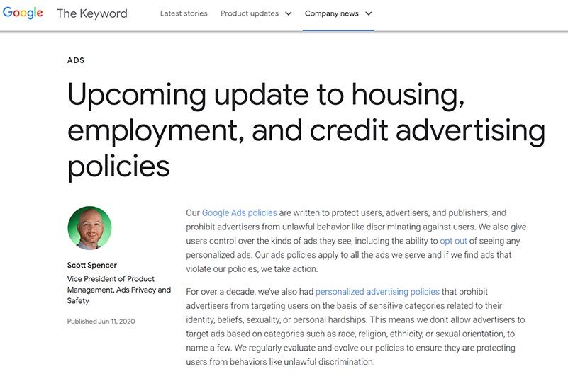 Morning Dough - Google To Prohibit Demographic, Zip Code Targeting For Housing, Employment, Credit Ads