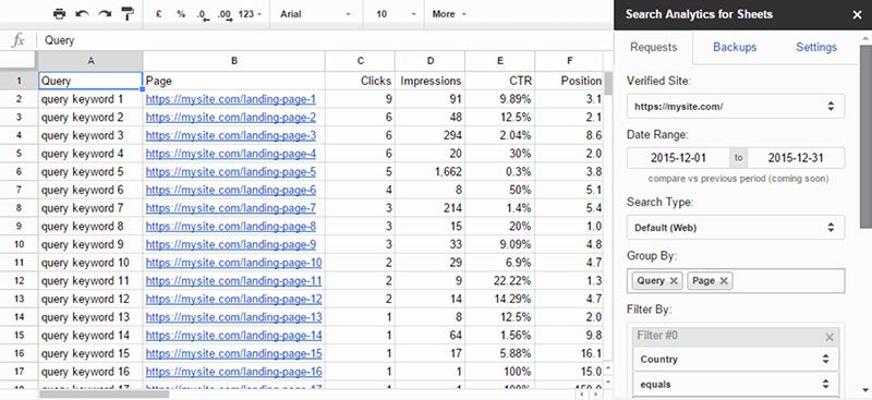 Retrieve Data And Create Automatic Backups From Google Search Console Into Google Sheets