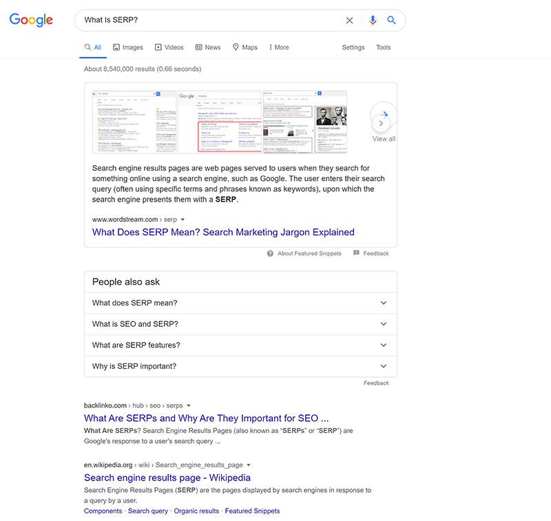 What is a SERP feature? SERP