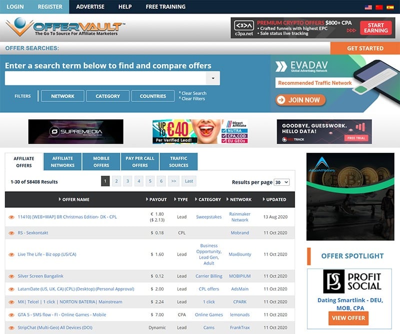 OfferVault – CPA & Affiliate Networks Portal