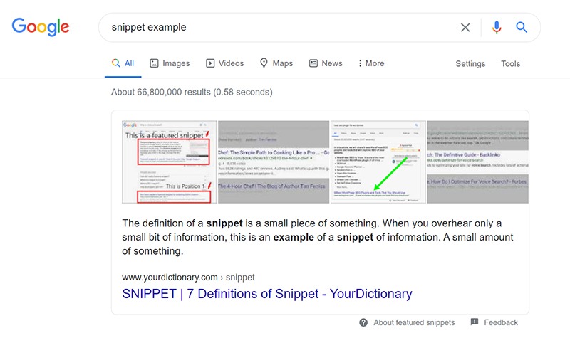 Featured snippets account for a 35.1% share of all clicks (Research Insights)