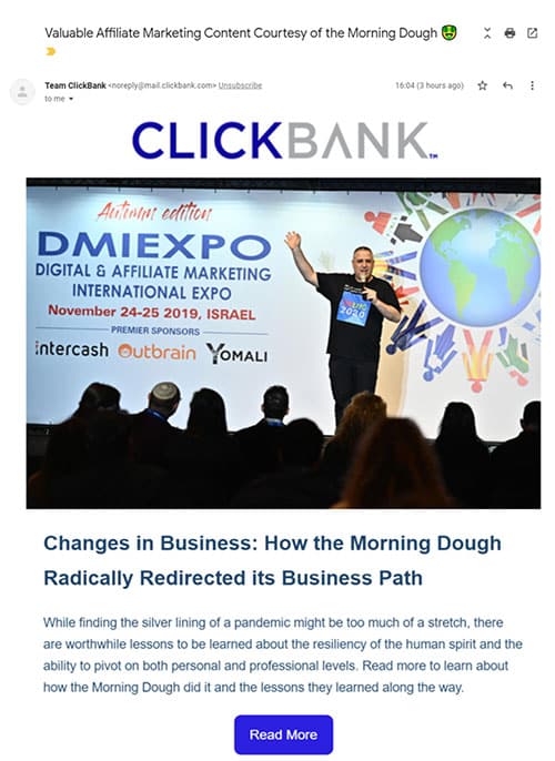 Morning Dough’s story on ClickBank’s blog