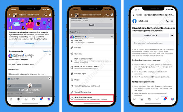 Facebook adds new option to slow down comments within groups