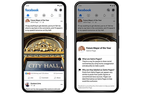 Facebook hopes tiny labels on posts will stop users confusing satire with reality