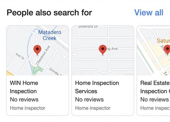 Google people also search for with local businesses maps