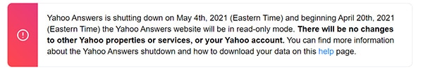 Yahoo Answers is shutting down on May 4th