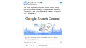 Google page experience update now slowly rolling out