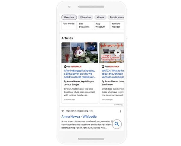 Google Search Knowledge Panels for journalists will soon show published articles