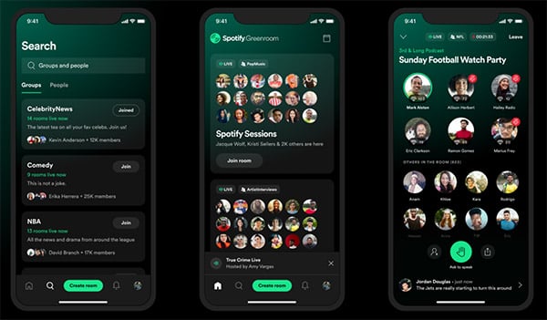 Spotify’s Clubhouse competitor Greenroom launched