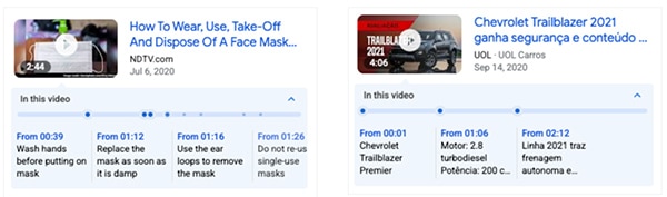 Google search key moments videos support SeekToAction markup