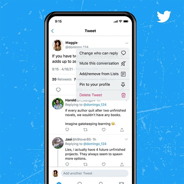 Twitter now lets you limit who can reply to a tweet after the fact