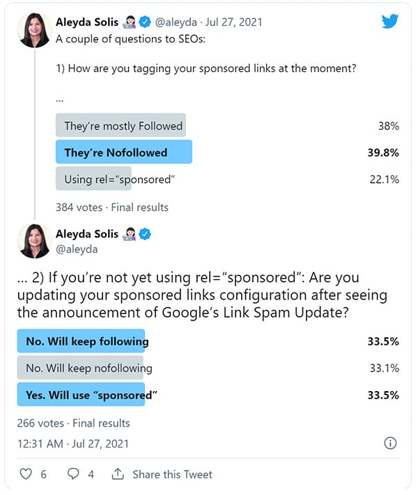 Poll: SEOs split on how they will Nofollow sponsored links