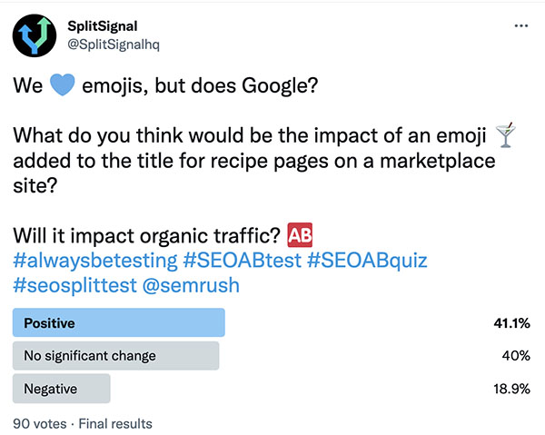 SEO split-testing [Case Study] "Adding an Emoji to the title on recipe pages"