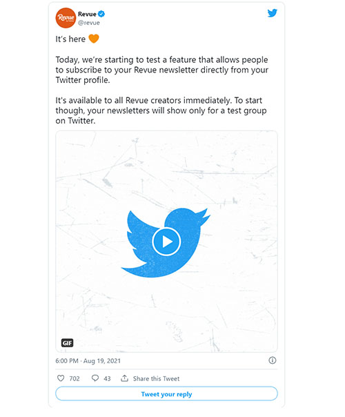 Twitter officially launches integration of Revue newsletter subscriptions direct from user profiles