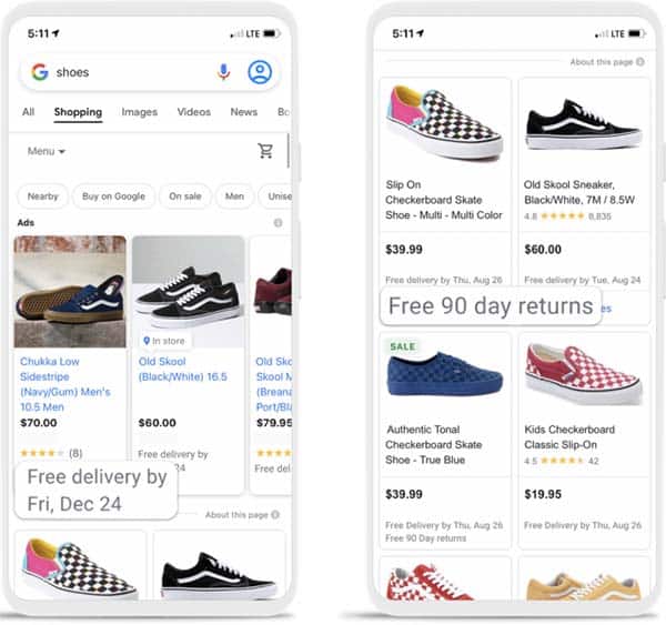 Google adds Shipping / Return annotations to shopping & search results