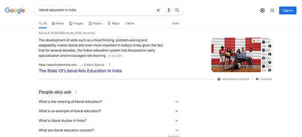 Google Search Featured Snippets Full Width Design