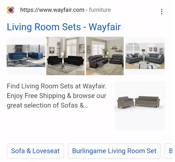 Google Search Results with Rotating Product Images