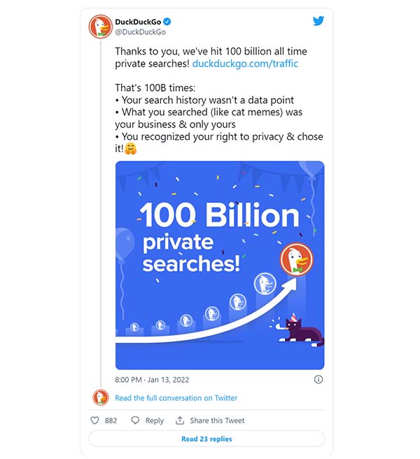 DuckDuckGo passes 100 billion searches
