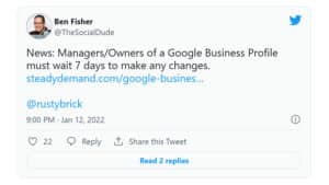 Google Business Profile Makes New Mangers & Owners Wait 7 Days to Manager Profiles