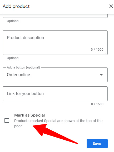 Google Business Profile Products "Mark as Special" For Top Placement