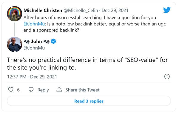 Google: No Difference In SEO Value Between Nofollow, UGC Or Sponsored Link Attributes