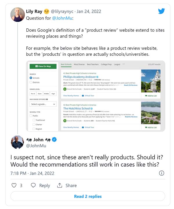 Google Product Reviews Update Not Designed for Reviews of Places or Things
