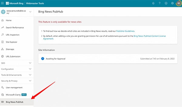 Bing News PubHub Moved to Bing Webmaster Tools