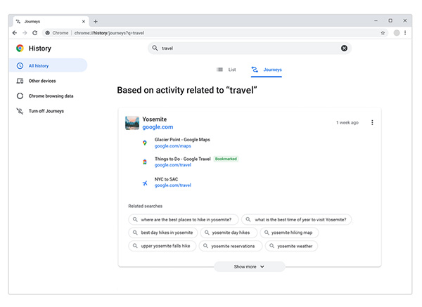 Google Chrome Journeys Rolling Out