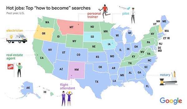 The jobs people want, according to Google Search trends
