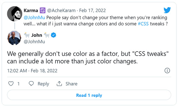 Google: CSS Colors Are Not a Google Ranking Factor...