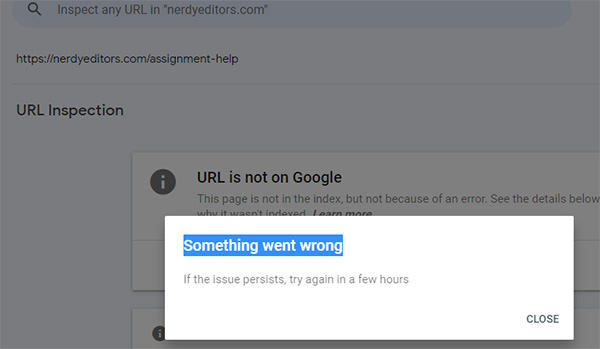 Google Search Console URL Inspection Tool Errors