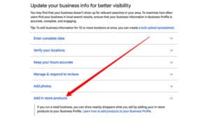 Google Help Doc ajoute des produits en magasin et aide à la visibilité locale