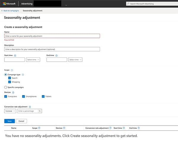 Microsoft Advertising Seasonality Adjustment Feature Rolling Out