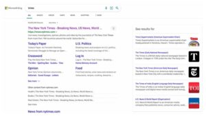 Bing "See Results For" Search Feature on Left Side Bar