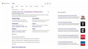 Bing "See Results For" Search Feature on Left Side Bar