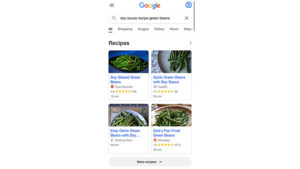 Google Search Recipe Results Segmented by Type