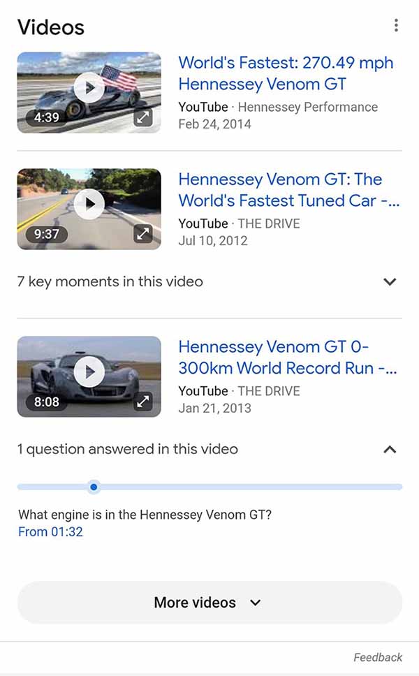 Google Video Search Results with Question Answered in This Video