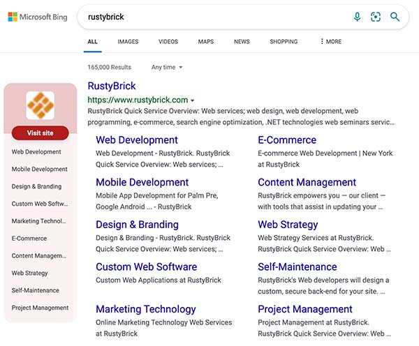 Bing Adds Visit Site Button to Branded Sidebar Navigation