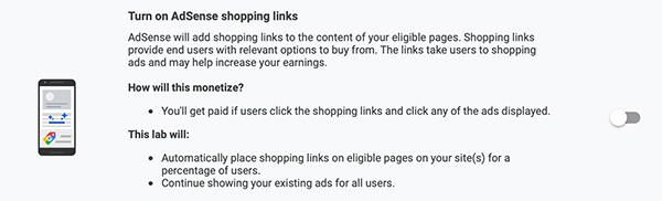 New Google AdSense Shopping Links