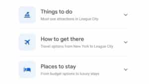 Google Icons for Things To Do & Other Features Like Places To Stay