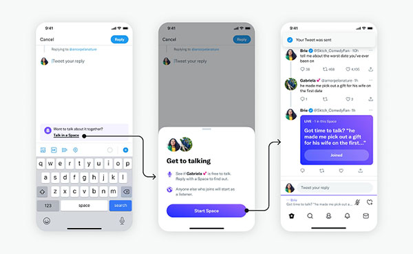 Twitter Adds New Prompts to Start a Space From Within the Tweet Reply Flow