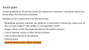 Google updates Business Profile posts spam policies
