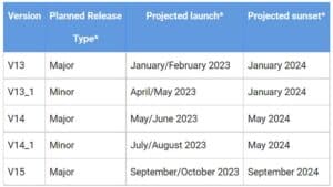 Google Ads API 2023 Release Schedule