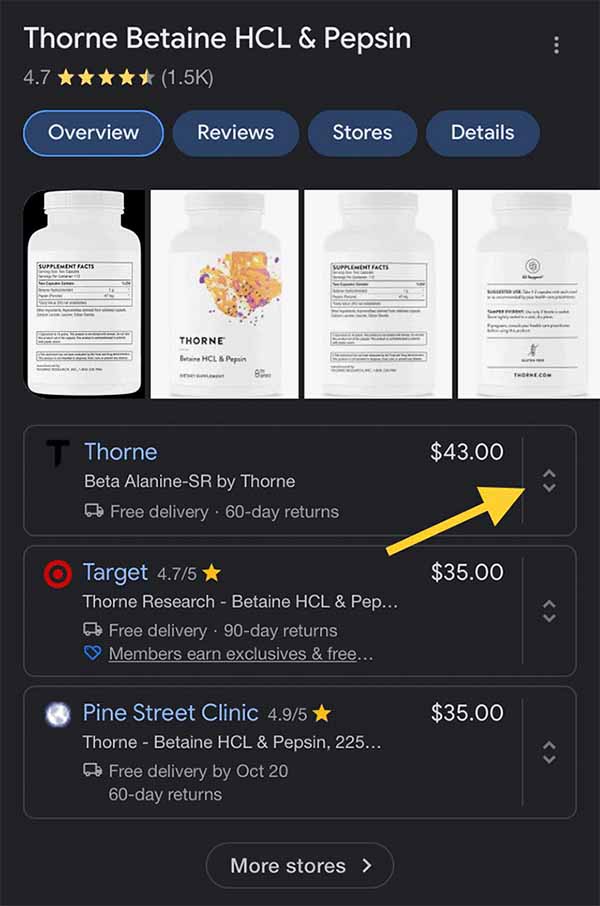 Google Product Panel In Search Testing Expand Pricing Details