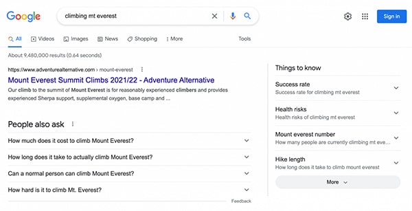 Google Testing Things To Know On Right Search Panel