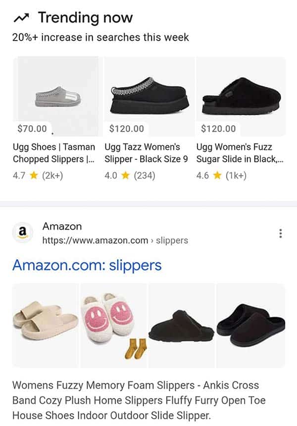 Google Trending Now For Shopping Results