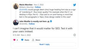 Google: Size Of Your H1 & Header Fonts Doesn't Matter For SEO