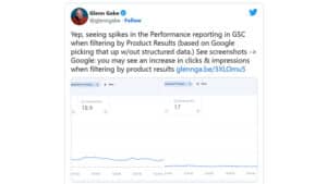 Google Search Console Search Performance Product Results Clicks & Impressions Spike
