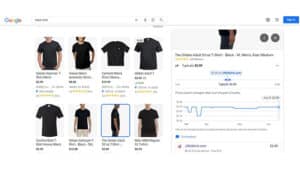 Graf cen produktů ve Vyhledávání Google za 3 měsíce