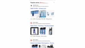 Sekcja popularnych sklepów w wyszukiwarce Google